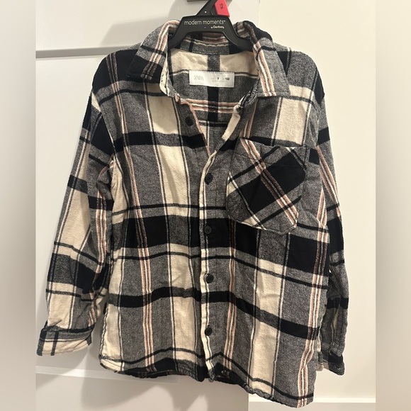 Zara Kids Toddler Black White Red Plaid Flannel Button Down Shirt Size 7 - Picture 1 of 7